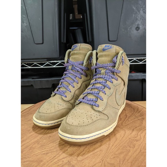 Nike Womens Dunk Sky Hi Suede Bamboo Sneaker Wedges 528899-201 Size 10 - Picture 2 of 16